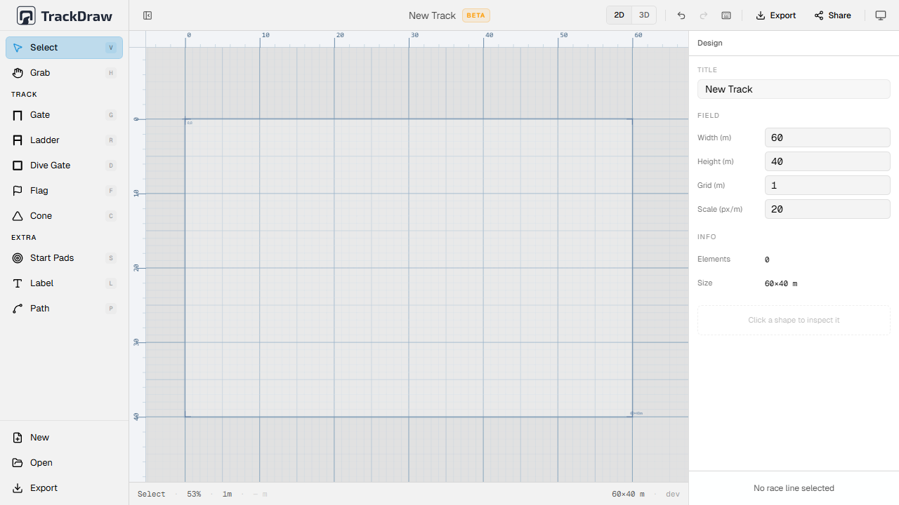 TrackDraw editor overview with active canvas and inspector