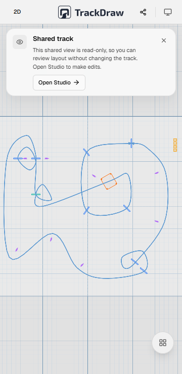 TrackDraw read-only shared view open on mobile